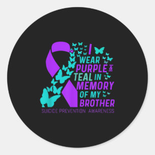 I Wear Purple And Teal For My Brother Suicide Prev Classic Round Sticker