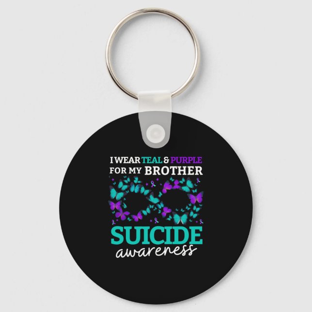 I Wear Purple And Teal For My Brother Suicide Prev Keychain (Front)