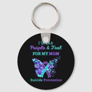 I Wear Purple And Teal For My Mom Suicide Preventi Keychain