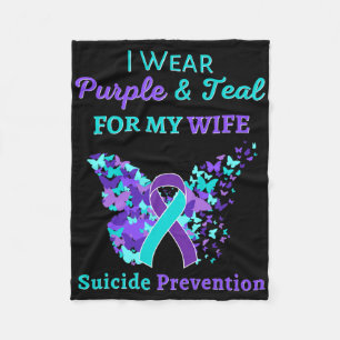 I Wear Purple And Teal For My Wife Suicide Prevent Fleece Blanket