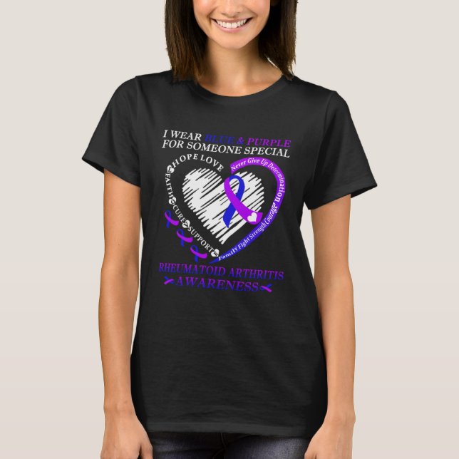 I Wear Purple & Blue For Rheumatoid Arthritis Warr T-Shirt (Front)