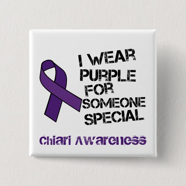 I Wear Purple Chiari Awareness Ribbon Button (Front)