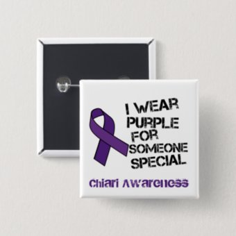 I Wear Purple Chiari Awareness Ribbon Button | Zazzle