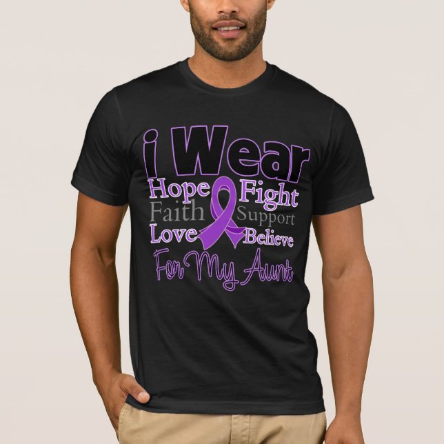 I Wear Purple Collage Aunt - Pancreatic Cancer T-Shirt (Front)