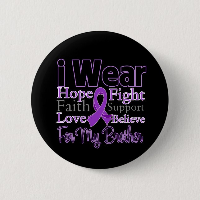 I Wear Purple Collage Brother - Pancreatic Cancer Pinback Button (Front)