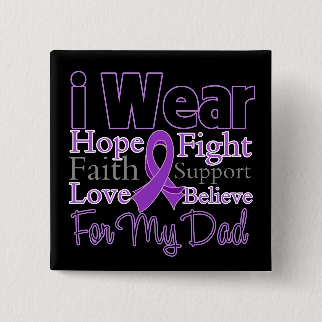 I Wear Purple Collage Dad - Pancreatic Cancer Pinback Button (Front)