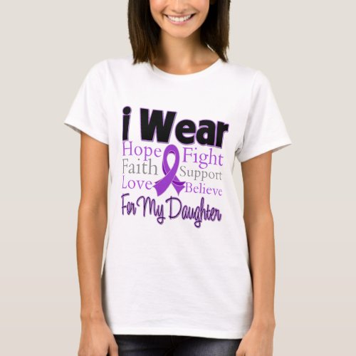 I Wear Purple Collage Daughter _ Pancreatic Cancer T_Shirt
