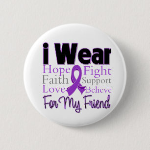 I Wear Purple Collage Friend - Pancreatic Cancer Pinback Button