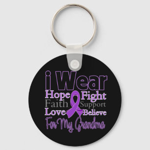 I Wear Purple Collage Grandma - Pancreatic Cancer Keychain