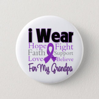 I Wear Purple Collage Grandpa - Pancreatic Cancer Button