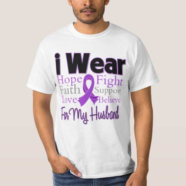 I Wear Purple Collage Husband - Pancreatic Cancer T-Shirt (Front)