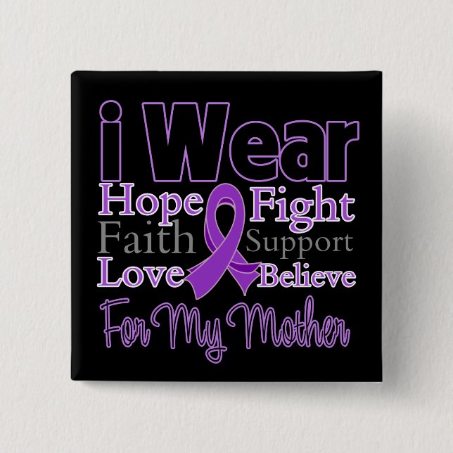 I Wear Purple Collage Mother - Pancreatic Cancer Pinback Button (Front)