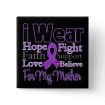 I Wear Purple Collage Mother - Pancreatic Cancer Pinback Button