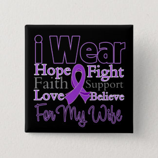 I Wear Purple Collage Wife - Pancreatic Cancer Button