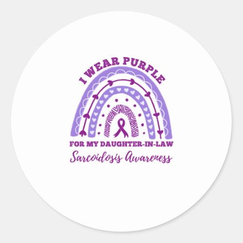 I Wear Purple Daughter In Law Sarcoidosis Classic Round Sticker