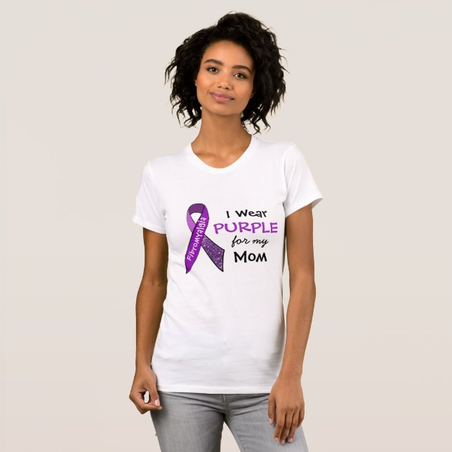 I Wear Purple e for my Mom Fibromyalgia Shirt (Front Full)