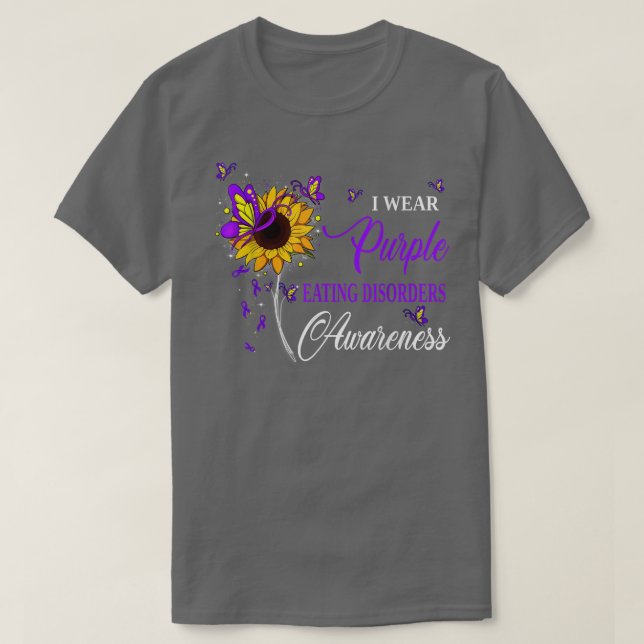 I Wear Purple Eating disorders Awareness Sunflower T-Shirt (Design Front)