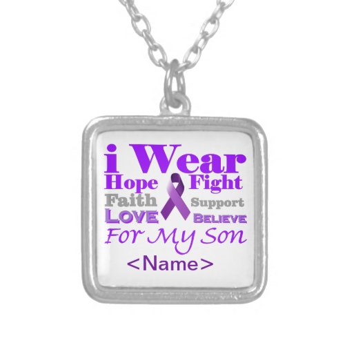 I Wear Purple Epilepsy for My Son Products Silver Plated Necklace