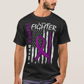 I Wear Purple Fighter Epilepsy Awareness Flag Wome T-Shirt