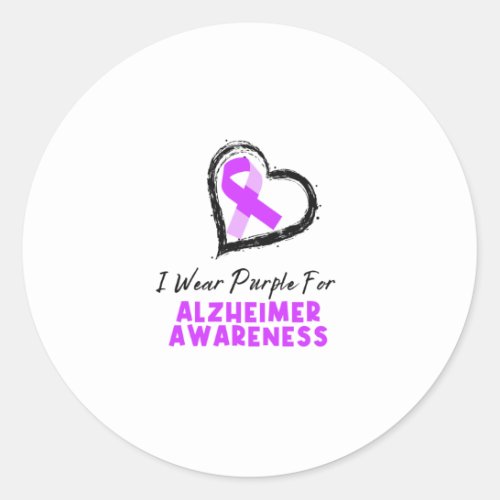 I Wear Purple For Alzheimer Awareness Classic Round Sticker