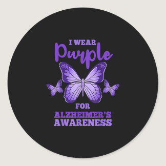 I Wear Purple For Alzheimer's Awareness Classic Round Sticker