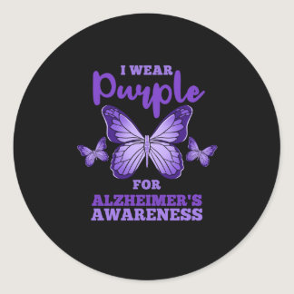 I Wear Purple For Alzheimers Awareness Classic Round Sticker