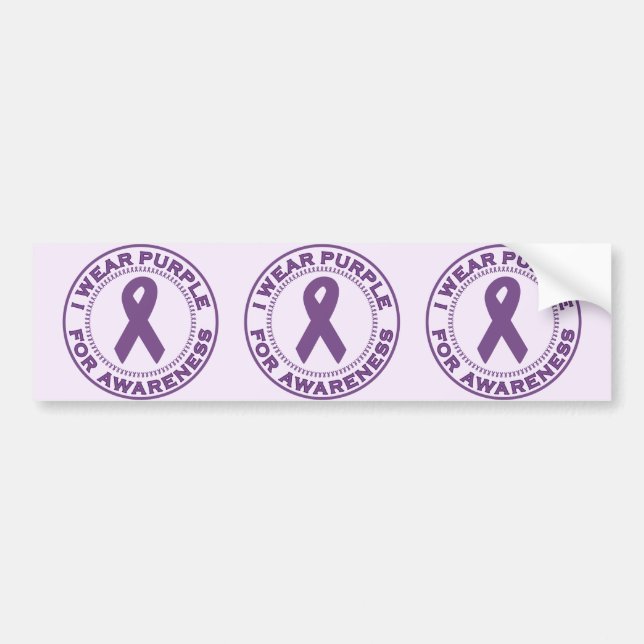 I Wear Purple For Awareness Bumper Sticker (Front)