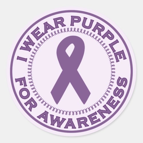 I Wear Purple For Awareness Classic Round Sticker
