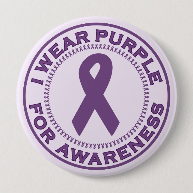 I Wear Purple For Awareness Pinback Button (Front)
