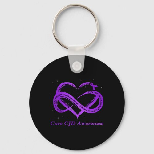 I Wear Purple For Cure Cjd Awareness Warrior  Keychain
