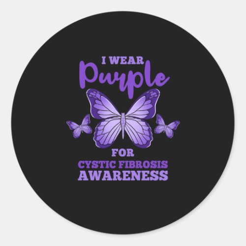 I Wear Purple For Cystic Fibrosis Awareness Classic Round Sticker