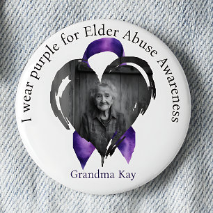 I Wear Purple for Elder Abuse Photo Button