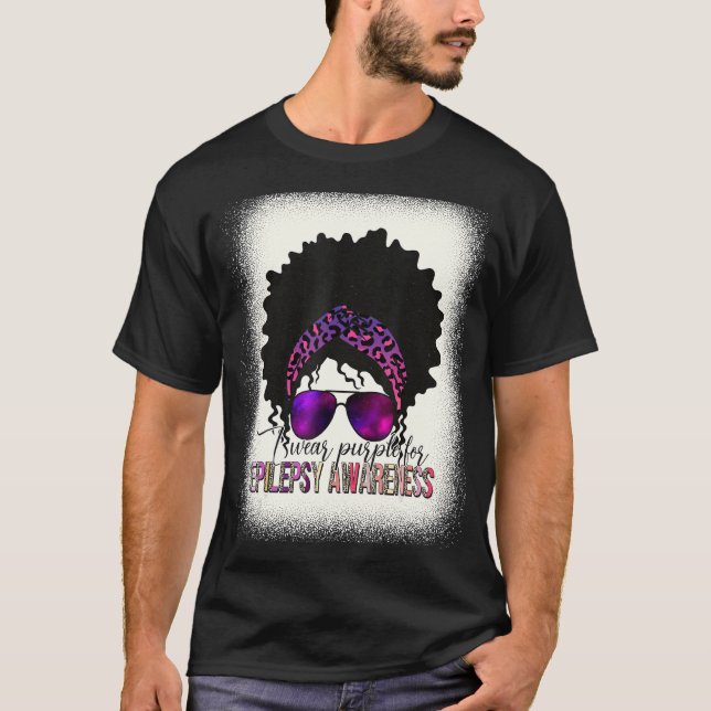 I Wear Purple For Epilepsy Awareness Messy Bun Fit T-Shirt (Front)