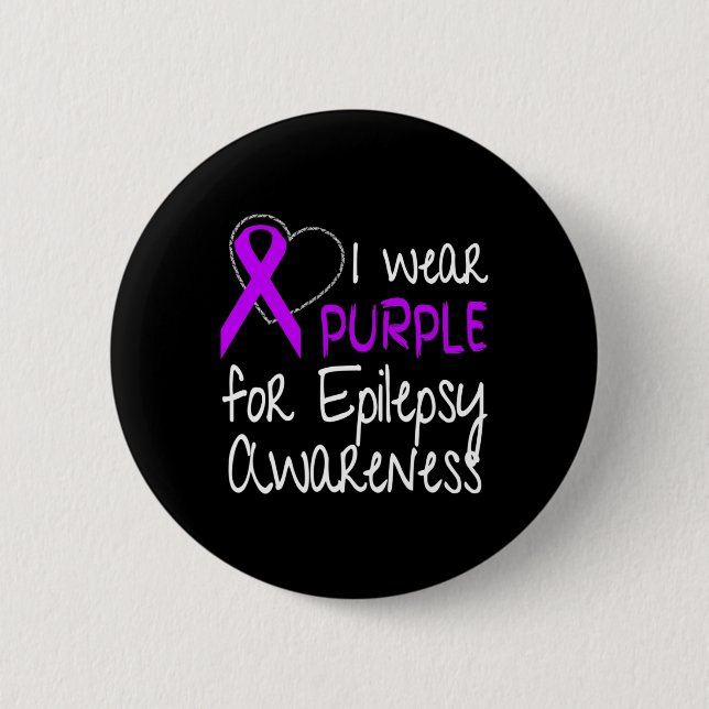 I Wear Purple For Epilepsy Awareness Ribbon  Button (Front)