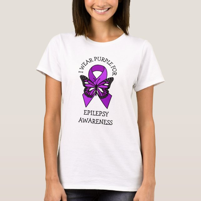 I Wear Purple for Epilepsy Awareness  T-Shirt (Front)