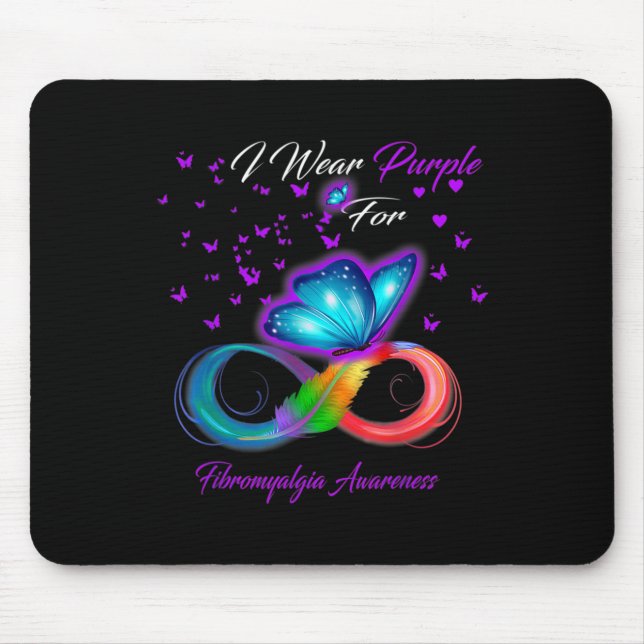 I Wear Purple For Fibromyalgia Awareness 2024 Gift Mouse Pad (Front)