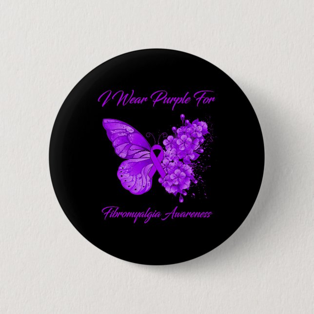 I Wear Purple For Fibromyalgia Awareness 2  Button (Front)