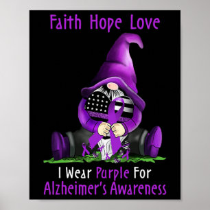 I Wear Purple For Heimerheimer Awareness Gnome Fai Poster