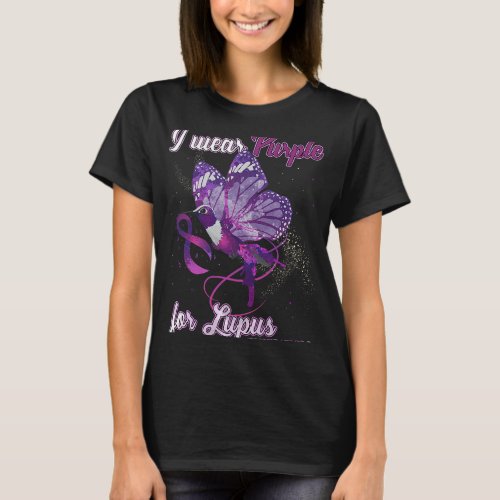I Wear Purple for Lupus Awareness Hummingbird Butt T_Shirt