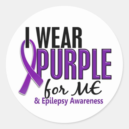 I Wear Purple For ME 10 Epilepsy Classic Round Sticker