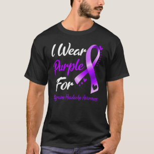 I Wear Purple For Migraine Headache Awareness Ribb T-Shirt