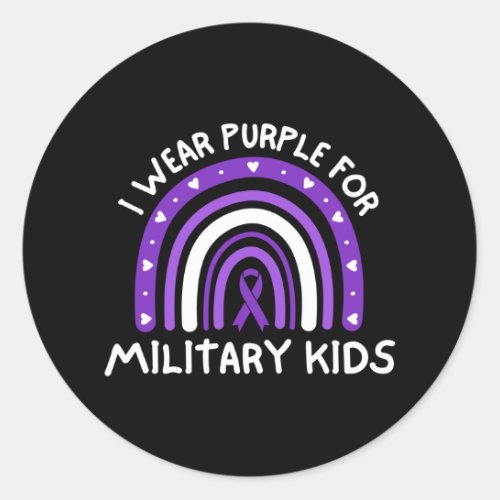 I Wear Purple For Military Kids Classic Round Sticker