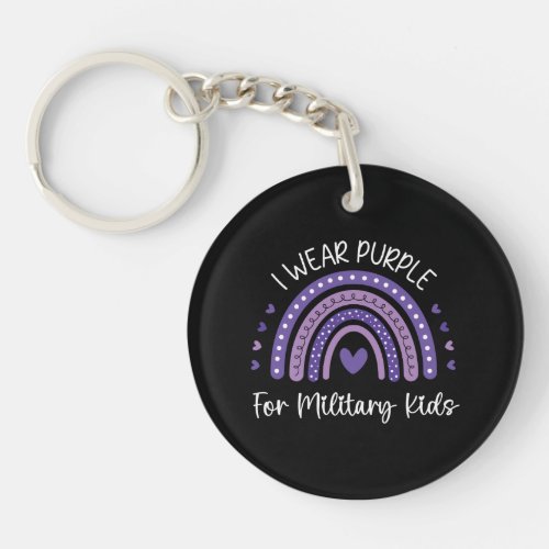 I Wear Purple For Military Kids Keychain