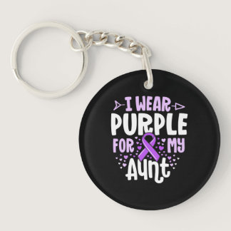 I Wear Purple For My Aunt Alzheimers Family Keychain
