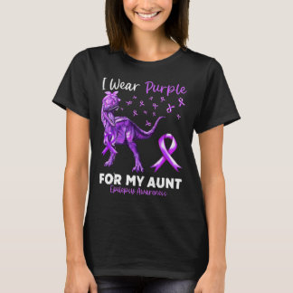 I Wear Purple For My Aunt Epilepsy Awareness Dinos T-Shirt