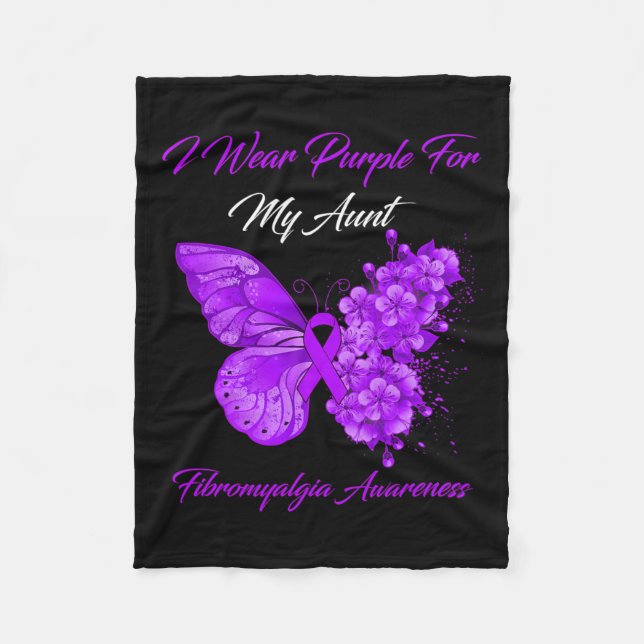 I Wear Purple For My Aunt Fibromyalgia Awareness 1 Fleece Blanket (Front)