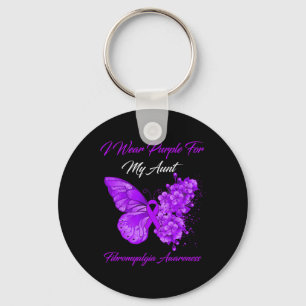 I Wear Purple For My Aunt Fibromyalgia Awareness 1 Keychain