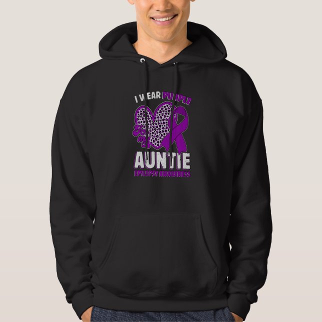 I Wear Purple For My Auntie Epilepsy Awareness Leo Hoodie (Front)