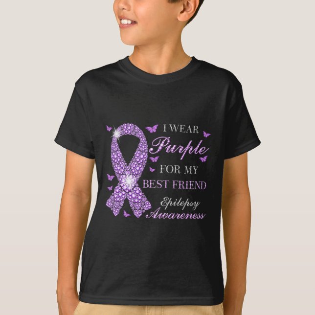 I Wear Purple For My Best Friend Epilepsy Awarenes T-Shirt (Front)