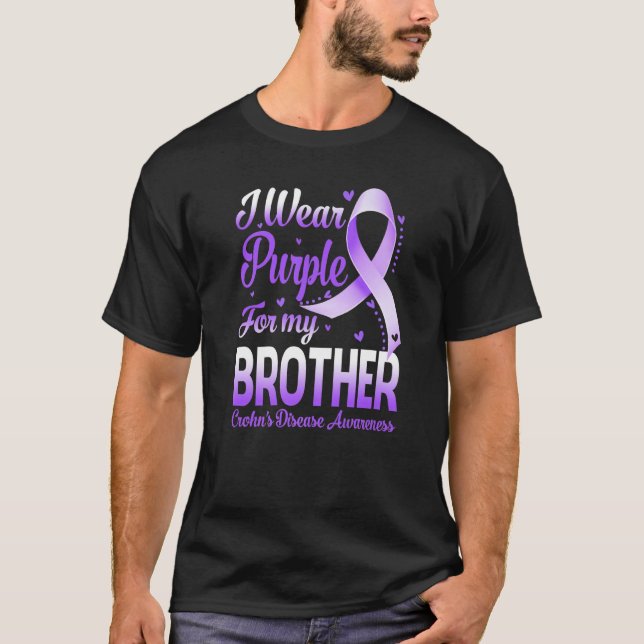 I Wear Purple For My Brother Crohn's Disease Aware T-Shirt (Front)